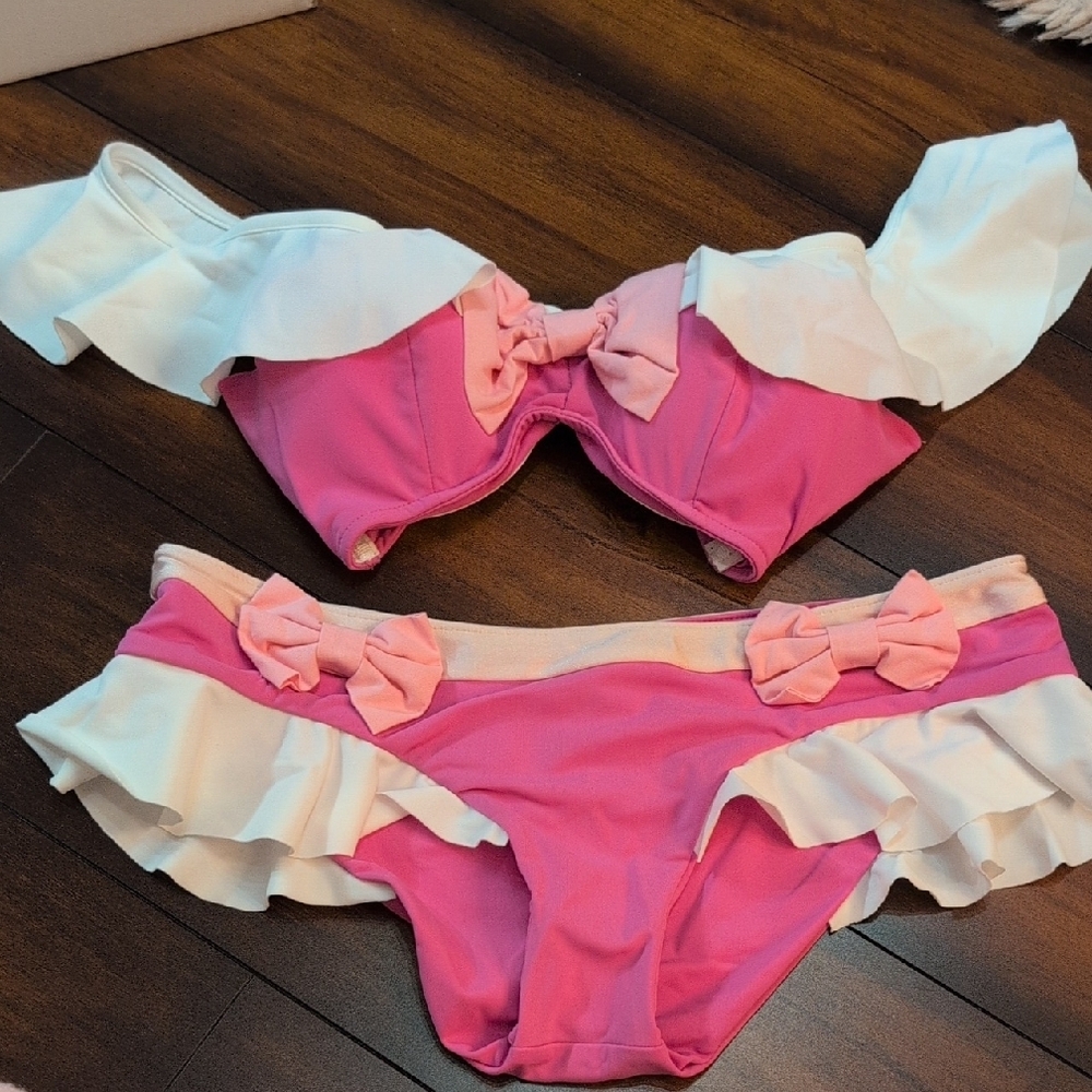 Enchanted Bikinis Pink Cinderella Dress Swimwear Set Size Small